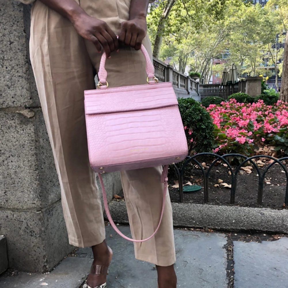 Modern Picnic Pink Faux Crox lunch bag purse